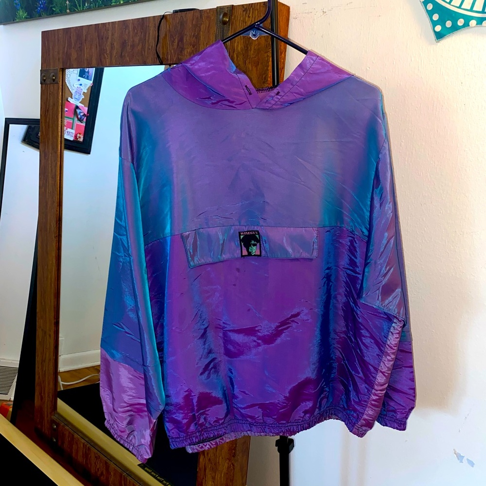 Wise guy VINTAGE iridescent windbreaker with hood